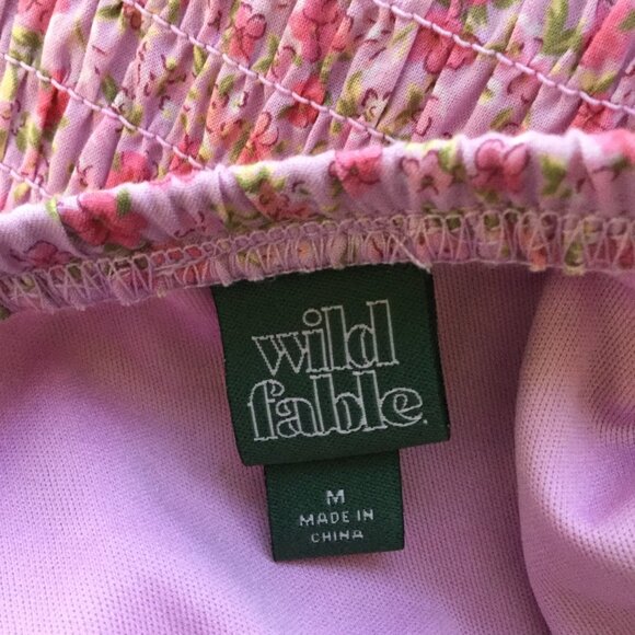 Wild Fable Floral Smocked Tiered Pink Maxi Dress m - Picture 7 of 9